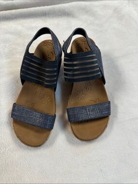 Skechers Women's Navy and Brown Wedge Sandals